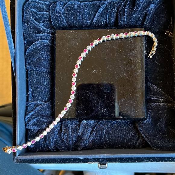 QVC Ruby and diamond gold tone bracelet - Picture 5 of 10